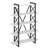 Loft Стеллаж на регулируемых опорах-5 полок VR.L-MST.O-5.8V Белый бриллиант/Чёрный металл 1200*400*1650