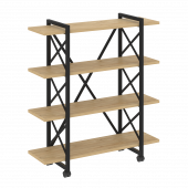 Loft Стеллаж на колесных опорах-4 полки VR.L-MST.K-4.8V Тиквуд светлый/Чёрный металл 1200*400*1334