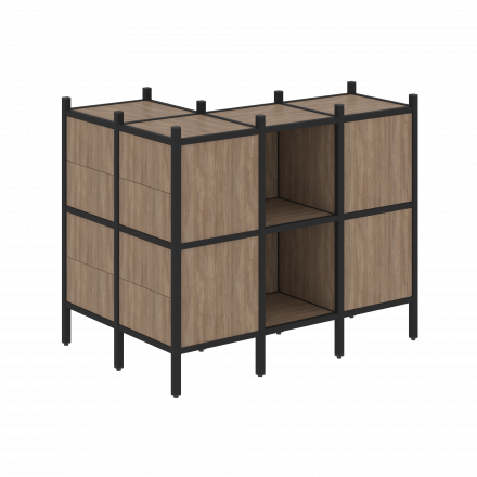 Loft Угловой внешний стеллаж наборный VR.L-51 Дуб аризона/Чёрный металл 862*1278*1047