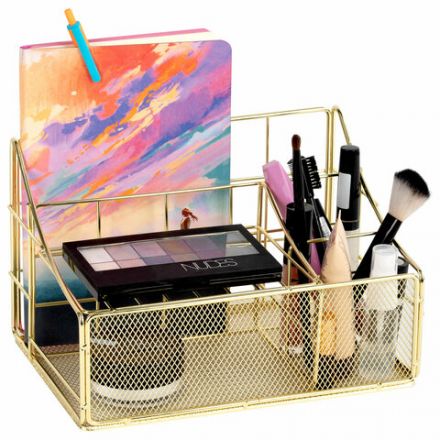 Органайзер для косметики и мелочей металлический 4 секции, MONTE VITA (МОНТЕ ВИТА), 160х240х150 мм, золото, 272479 Органайзер для косметики и мелочей металлический 4 секции, MONTE VITA (МОНТЕ ВИТА), 160х240х150 мм, золото, 272479
