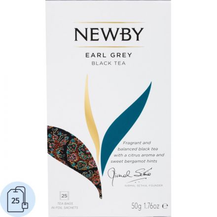Чай Newby Earl Grey черный с бергамотом 25 пакетиков Чай Newby Earl Grey черный с бергамотом 25 пакетиков