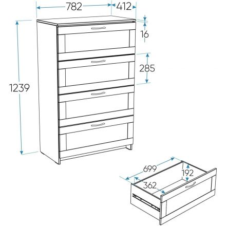 Комод  ШС_Сириус 4 ящика белый