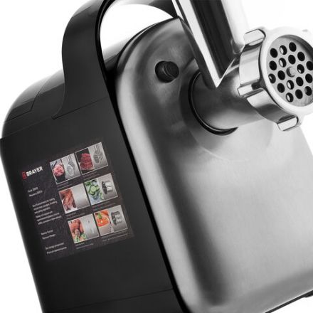 Мясорубка BRAYER BR1602, 2000 Вт, производительность 2 кг/мин, металлический шнек, реверс, пластик, черная/серебро Мясорубка BRAYER BR1602, 2000 Вт, производительность 2 кг/мин, металлический шнек, реверс, пластик, черная/серебро