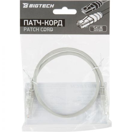 Патч-корд BigTech OPCC001 UTP CCA кат.5e/0.5м/литой/многожильн(серый)