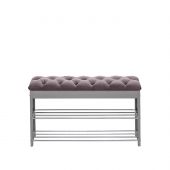 Банкетка Leset "Грейс", Серый ясень, V19 коричнево-красный, каретная стяжка, Ткань Велюр Банкетка Leset "Грейс", Серый ясень, V19 коричнево-красный, каретная стяжка, Ткань Велюр