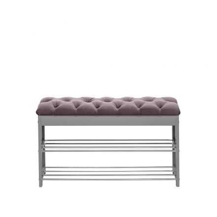 Банкетка Leset "Грейс", Серый ясень, V19 коричнево-красный, каретная стяжка, Ткань Велюр Банкетка Leset "Грейс", Серый ясень, V19 коричнево-красный, каретная стяжка, Ткань Велюр