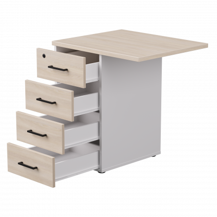 Тумба приставная Everprof EVO с топом 710х600x755 Белый/Дуб Соната