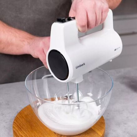 Миксер TIMBERK T-HM40S48, 700 Вт, 5 скоростей, 2 венчика, 2 крюка для теста, белый Миксер TIMBERK T-HM40S48, 700 Вт, 5 скоростей, 2 венчика, 2 крюка для теста, белый