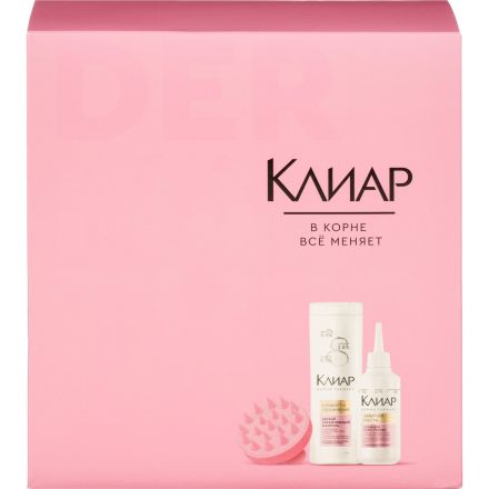 Подарочный набор Клиар Derma женский шампунь, скраб для головы, массажер