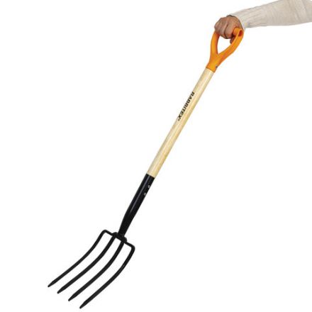 Вилы копальные стальные 19х28 см, ОБЩАЯ ДЛИНА 115 см, деревянный черенок, V-ручка, RABBITEX (РАББИТЕКС) "STANDARD", 700492