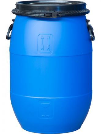 Бочка 65л с крышкой на пластиковом обруче синяя Бочка 65л с крышкой на пластиковом обруче синяя