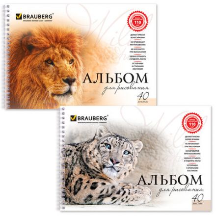 Альбом для рисования, А4, 40 листов, гребень, обложка картон, BRAUBERG, 205х290 мм, "Благородные кошки" (2 вида), 102831 Альбом для рисования, А4, 40 листов, гребень, обложка картон, BRAUBERG, 205х290 мм, "Благородные кошки" (2 вида), 102831