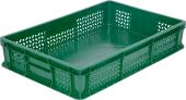 Ящик 600х400х120 мороз. дно сплошное, стенки перфорированные, без ручек  зелёный