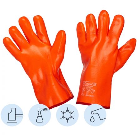 Перчатки защитные нефтеморозостойкие ПВХ утепленные р-р 10 манжет раструб Перчатки защитные нефтеморозостойкие ПВХ утепленные р-р 10 манжет раструб