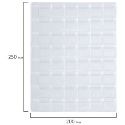 Листы-вкладыши для альбома "OPTIMA" на 48 монет d до 25 мм, КОМПЛЕКТ 10 шт., 200х250 мм, ПВХ, STAFF, 238086