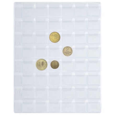 Листы-вкладыши для альбома "OPTIMA" на 48 монет d до 25 мм, КОМПЛЕКТ 10 шт., 200х250 мм, ПВХ, STAFF, 238086