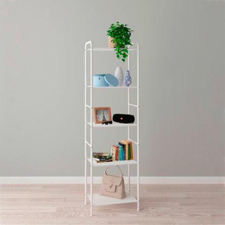 Стеллаж на металлокаркасе "Валенсия-15", 455х300х1555 мм, 5 полок, белый, СТВ15 Б