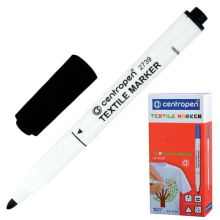 Маркер для ткани ЧЕРНЫЙ CENTROPEN "Textile Marker", круглый наконечник, 1,8 мм, 2739, 5 2739 9212 Маркер для ткани ЧЕРНЫЙ CENTROPEN "Textile Marker", круглый наконечник, 1,8 мм, 2739, 5 2739 9212