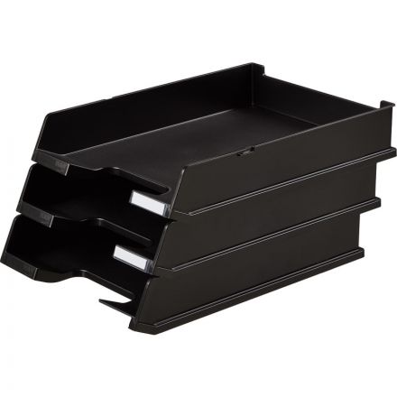 Лоток для бумаг HAN горизонтальный с индексным окном матовый черный