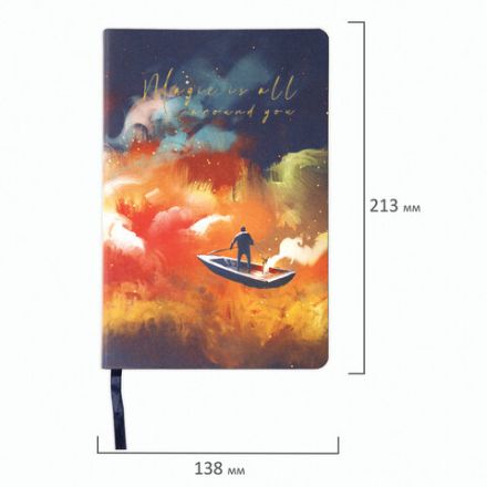 Ежедневник недатированный А5 (138х213 мм), BRAUBERG VISTA, под кожу, гибкий, 136 л., "Sky boat", 112042