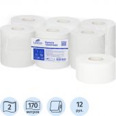Бумага туалетная д/дисп Luscan Professional 2слбелцелвтул170м 12рул/уп