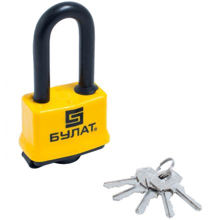 Замок навесной всепогод_УЗК Булат ВС 0350-01 (62xd=11) сталь желтый (5кл)