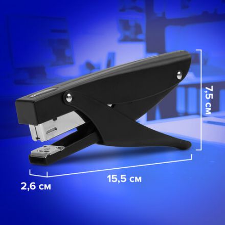 Степлер-плаер BRAUBERG "Extra Easy Press", №24/6, до 30 листов, металлический корпус, черный, 228569