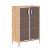 Шкаф средний со стеклянными дверьми в AL-рамке B 420.7 Дуб Бофорд 900х450х1286 BORN
