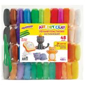 Пластилин супер лёгкий воздушный застывающий 48 штук (36 цветов + 12 базовых), 480 г, 3 стека, ЮНЛАНДИЯ, 106980 Пластилин супер лёгкий воздушный застывающий 48 штук (36 цветов + 12 базовых), 480 г, 3 стека, ЮНЛАНДИЯ, 106980
