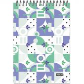 Блокнот А5 40л Attache Яркий паттерн Зеленый микс клетка, греб, ВД-лак Блокнот А5 40л Attache Яркий паттерн Зеленый микс клетка, греб, ВД-лак