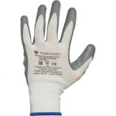 Перчатки защитные TOPFORT п/э с нитриловым покрытием белые р.9 L)