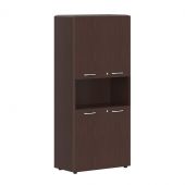 Шкаф с замками на глухих малых дверях и обвязкой DHC 85.4(Z) Венге Магия 892х450х1950 DIONI