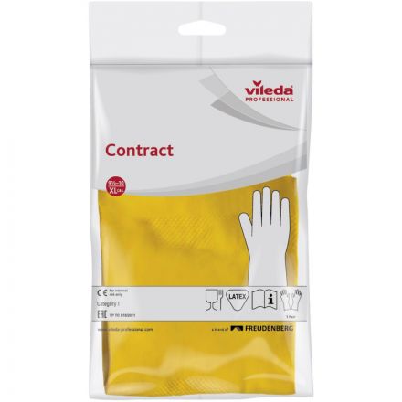 Перчатки резиновые ViledaProfesКонтракт латекс хлоп.напыл желт рXL102588,ПС