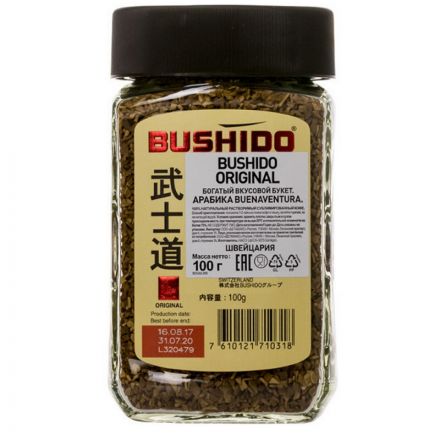 Кофе растворимый Bushido Original 100 г (стекло)