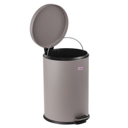 Ведро мусорное с педалью 20 литров "Classic", СЕРОЕ МАТОВОЕ, металлическое, со съемным внутренним ведром, LAIMA, 604946