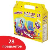 Набор школьных принадлежностей в подарочной коробке ЮНЛАНДИЯ "НАБОР ПЕРВОКЛАССНИКА", 28 предметов, 880119