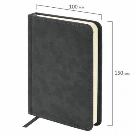 Ежедневник недатированный МАЛЫЙ 100х150 мм А6 BRAUBERG "Status", под кожу, 160 л., черный, 113366 Ежедневник недатированный МАЛЫЙ 100х150 мм А6 BRAUBERG "Status", под кожу, 160 л., черный, 113366