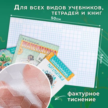 Пленка самоклеящаяся для учебников и книг, 50х36 см, комплект 10 шт., фактурная, ПИФАГОР, 227201