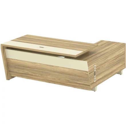 Стол Corner руковод. с оп.тумбой лев COR.SRT-18 (L) Гикори пес/Ваниль/В.мет