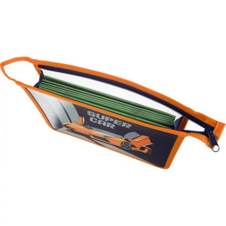 Папка для тетрадей №1School Super car,А5,молния, пластик, ПТ-713