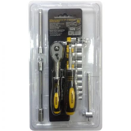 Набор головок 1/4 15 предметов BERGER BG2034