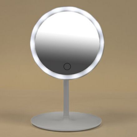 Зеркало настольное с LED-подсветкой для макияжа, диаметр 17 см, 3 режима свечения, аккумулятор 800 mAh, цвет белый, WBZ (ВБЗ), 609332 Зеркало настольное с LED-подсветкой для макияжа, диаметр 17 см, 3 режима свечения, аккумулятор 800 mAh, цвет белый, WBZ (ВБЗ), 609332