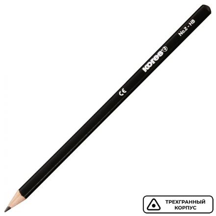 Карандаш чернографитный Kores HB трехгранный заточенный