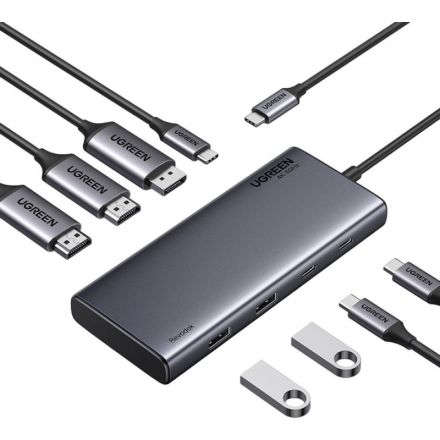 Разветвитель Ugreen CM639 (35625)8in1 4K@60Hz USB-C/USB-A/HDMI/DP/PD серый Разветвитель Ugreen CM639 (35625)8in1 4K@60Hz USB-C/USB-A/HDMI/DP/PD серый