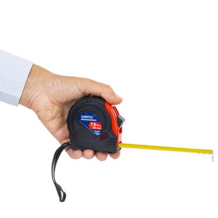 Рулетка измерительная 7,5 м х 25 мм, обрезиненный корпус, 3 фиксатора, RABBITEX (РАББИТЕКС) Professional, 671358