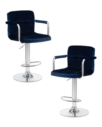 Набор 2 шт Стул барный DOBRIN KRUGER ARM, синий велюр (MJ9-117)