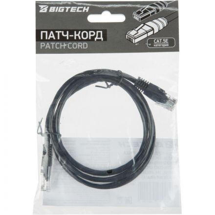 Патч-корд BigTech OPCC008 UTP CCA кат.5e/1м/литой/многожильный (черный)