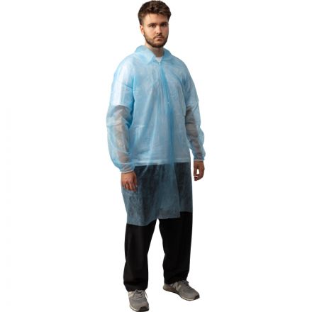 Халат н/с процед, рук.рез, на кнопках, XL, дл.110см, пл 17, голуб, 10шт/уп