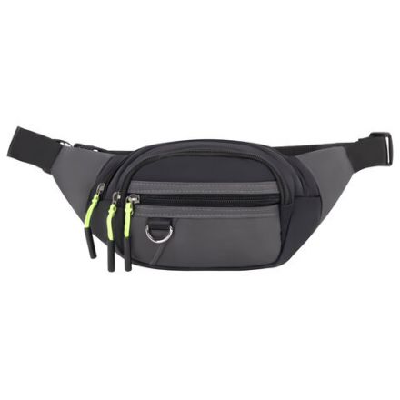 Сумка на пояс HEIKKI PROMPT (ХЕЙКИ), 2 отделения, регулируемый ремень, карман-антивор, черная, 37х14х5 см, 273928