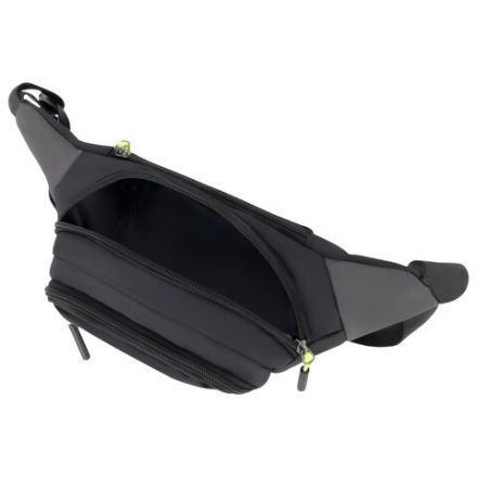 Сумка на пояс HEIKKI PROMPT (ХЕЙКИ), 2 отделения, регулируемый ремень, карман-антивор, черная, 37х14х5 см, 273928